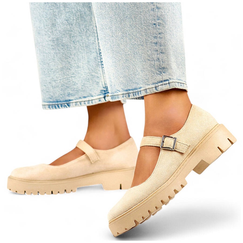 Dámské semišové lodičky se zapínáním na béžovou přezku béžový 1 Dámské semišové lodičky se zapínáním na béžovou přezku béžový 1