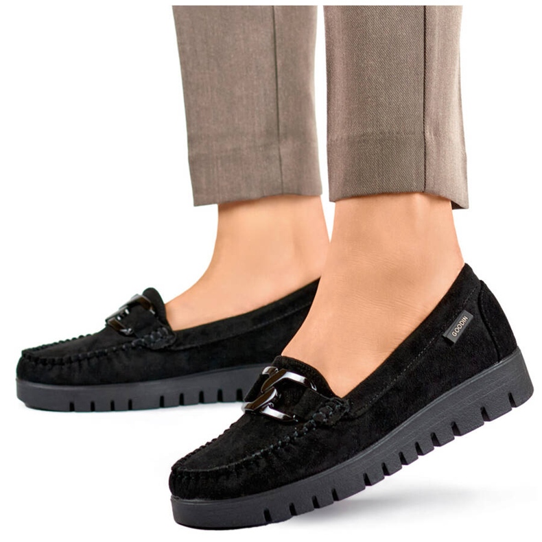 Goodin Dámské černé semišové mokasíny GD-FL696C-B černá 1