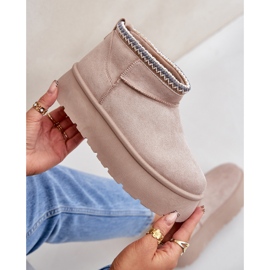 Světle béžové sněhule na platformě s ozdobnou výšivkou béžový 2 Světle béžové sněhule na platformě s ozdobnou výšivkou béžový 2