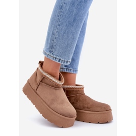 PG2 Sněhule na platformě s ozdobnou výšivkou hnědý 1