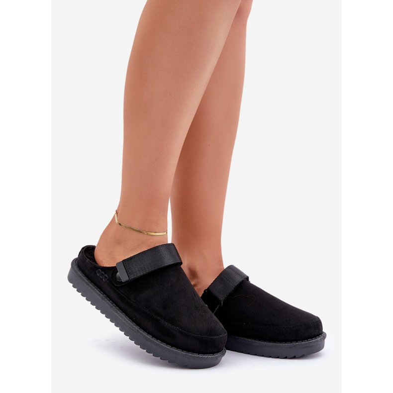 Dámské zateplené pantofle na platformě, černé černá 1