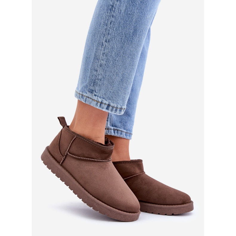 Hnědé semišové nízké boty do sněhu hnědý 1