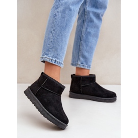 Dámské sněhule vyrobené z ekologické semišové černé černá 2 Dámské sněhule vyrobené z ekologické semišové černé černá 2