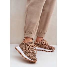 Hnědé leopardí tenisky na platformě béžový 2