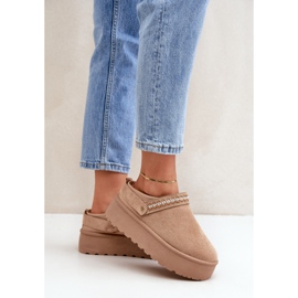 Béžové sněhule s ozdobnou výšivkou béžový 2