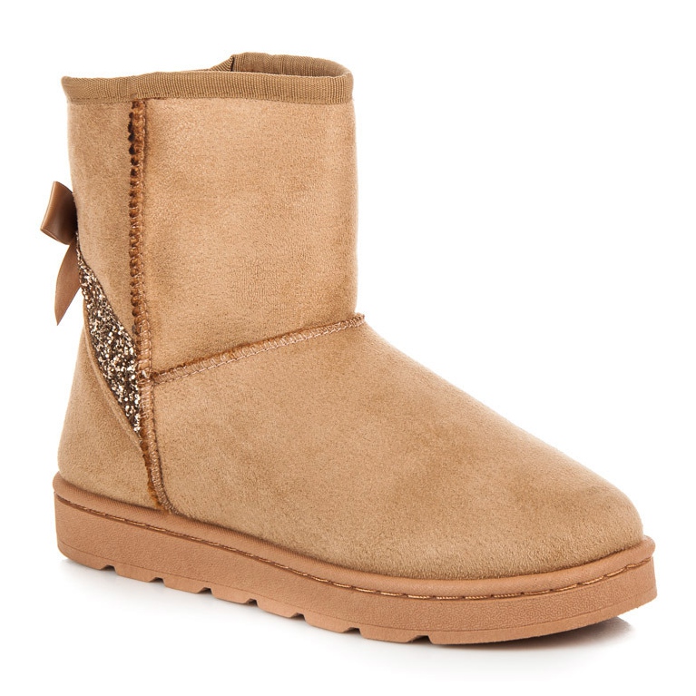 Vices Kožešinové sněhule se třpytkami hnědý 1