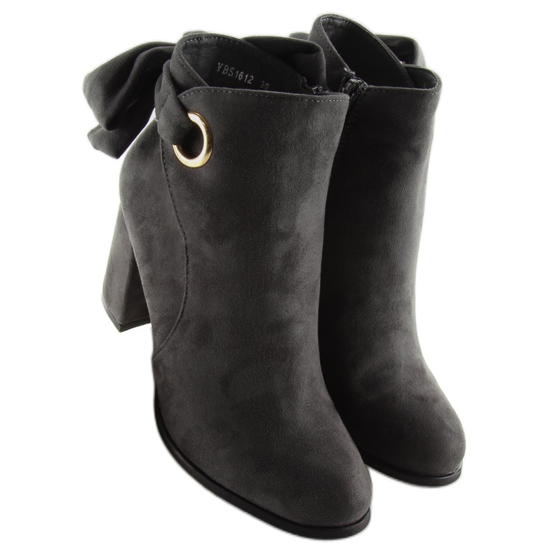 Šedé Kozačky na vysokém podpatku YBS1612 šedé šedá 1