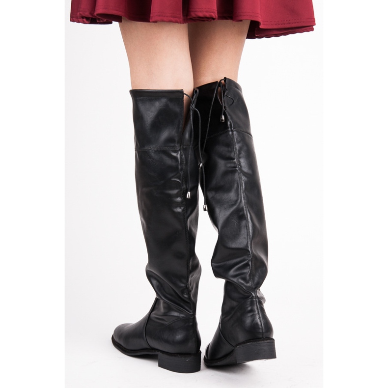 Yes Mile Nazouvací ploché kozačky černá 2