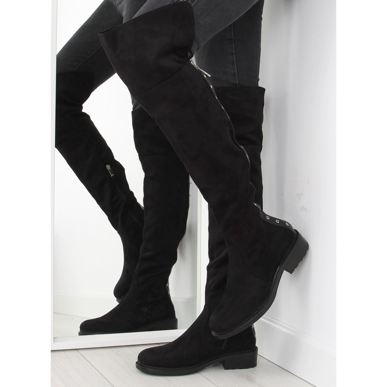 Černé dámské kozačky AE63P Black černý 1