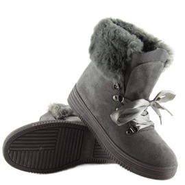 Šedé sněhové boty trappers GF-179 šedé šedá 1
