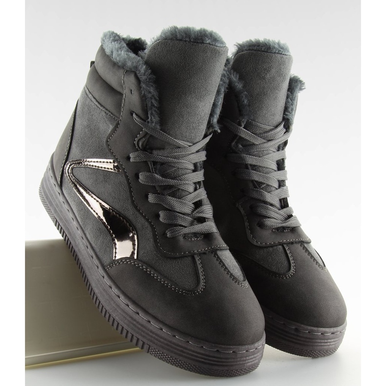 Tenisky zateplené šedé BOK-1103 tmavě šedé šedá 2