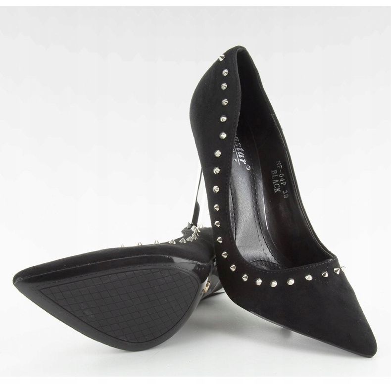 Semišové podpatky s černými knoflíky nf-04p Black 2