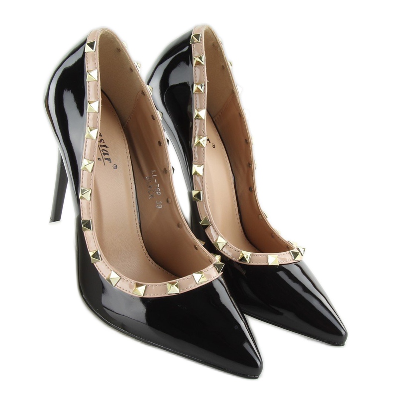 Lodičky na jehlovém podpatku Valentina black LL-76P Black černý hnědý 1