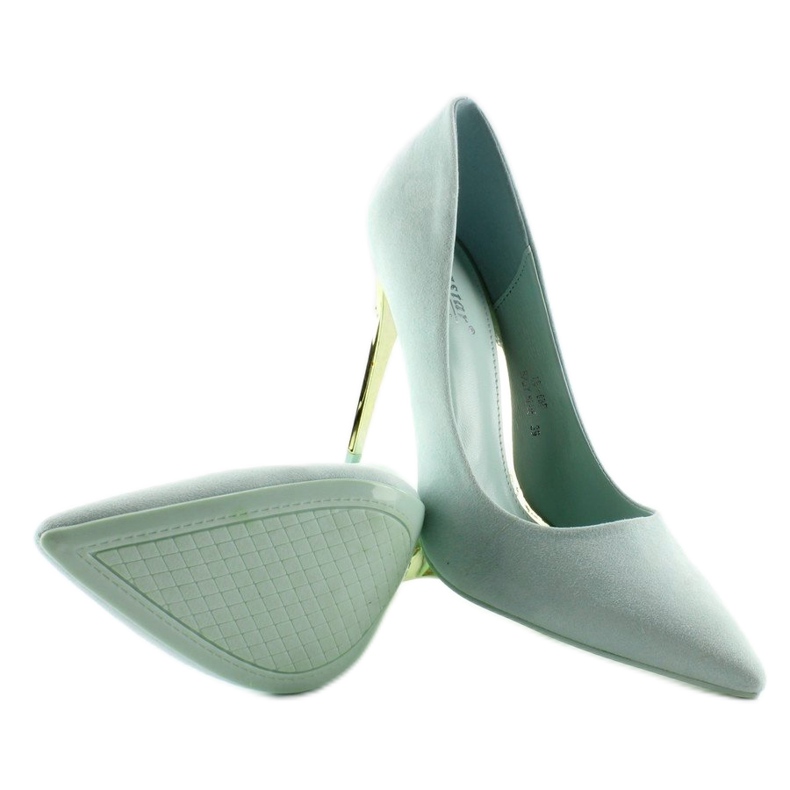 Semišový zlatý podpatek LE-08 Baby Blue modrý 2