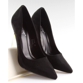 Semiš LE-08 Černý zlatý podpatek černá 1 Semiš LE-08 Černý zlatý podpatek černá 1