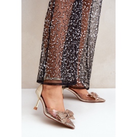 Zdobené Vysoké Podpatky Se Zlatou Mašlí zlatý 2 Zdobené Vysoké Podpatky Se Zlatou Mašlí zlatý 2