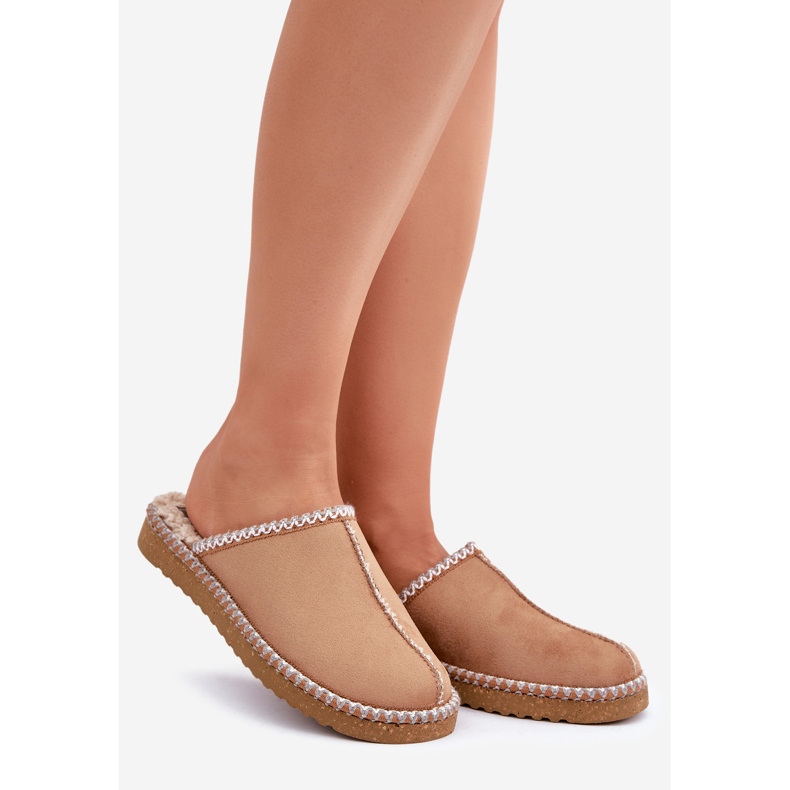 Inblu Dámské velbloudí pantofle s výšivkou domácí obuvi hnědý 1