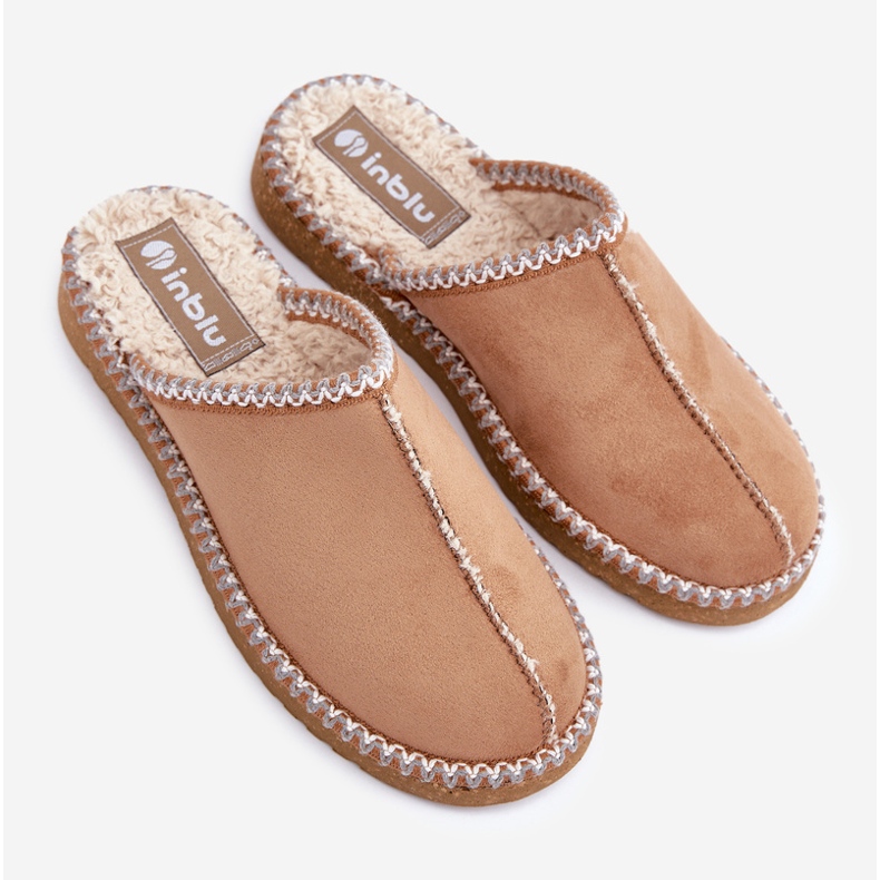 Inblu Dámské velbloudí pantofle s výšivkou domácí obuvi hnědý 2
