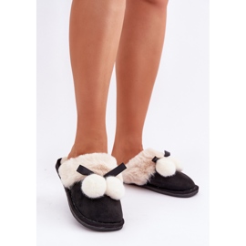 Dámské pantofle s kožíškem, černé černý 2
