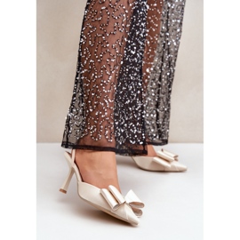 Step in style Elegantní dámské zlaté lodičky s mašlí zlatý 1 Step in style Elegantní dámské zlaté lodičky s mašlí zlatý 1