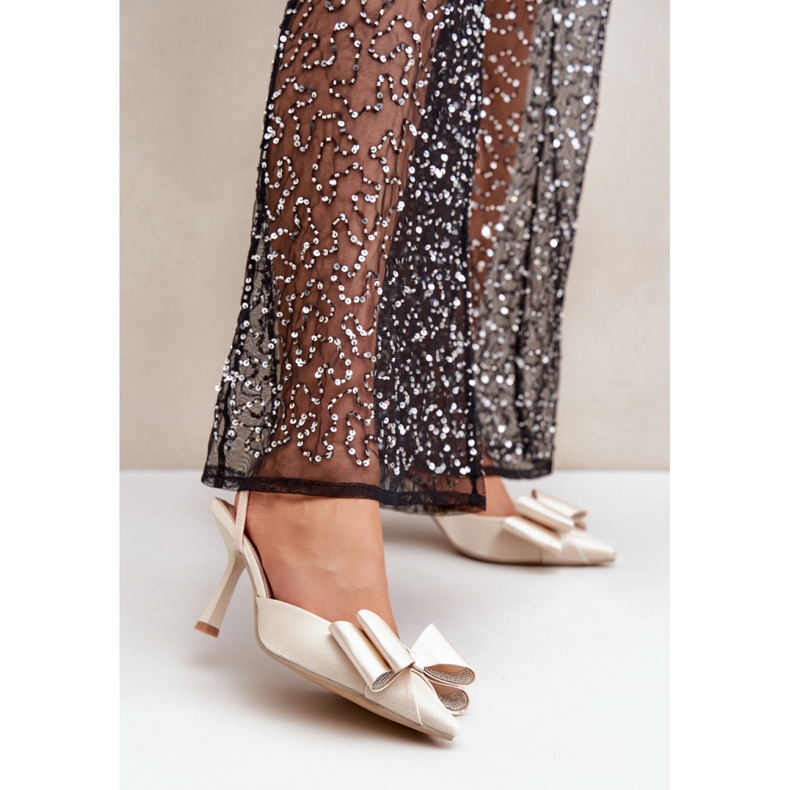 Step in style Elegantní dámské zlaté lodičky s mašlí zlatý 1 Step in style Elegantní dámské zlaté lodičky s mašlí zlatý 1