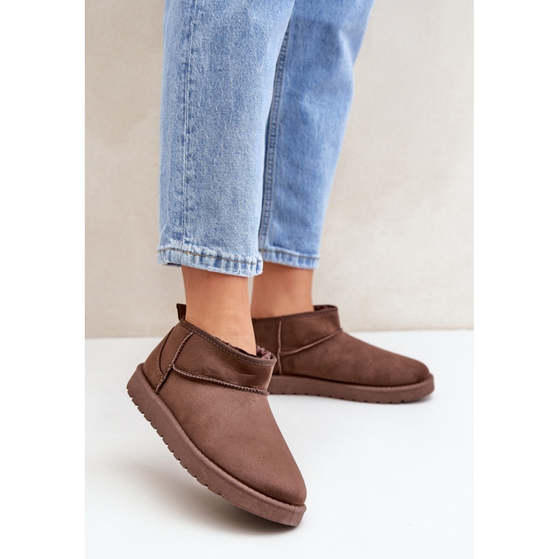 Dámské hnědé semišové boty do sněhu na platformě hnědý 1 Dámské hnědé semišové boty do sněhu na platformě hnědý 1