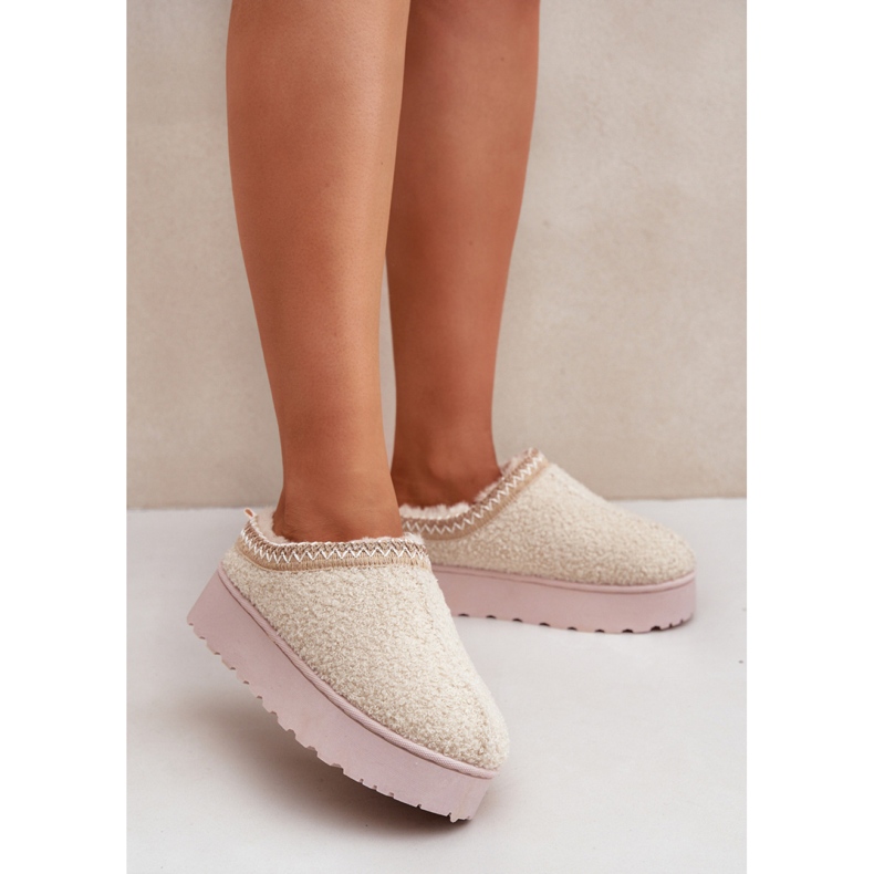 Dámské béžové boty do sněhu na platformě béžový 1 Dámské béžové boty do sněhu na platformě béžový 1