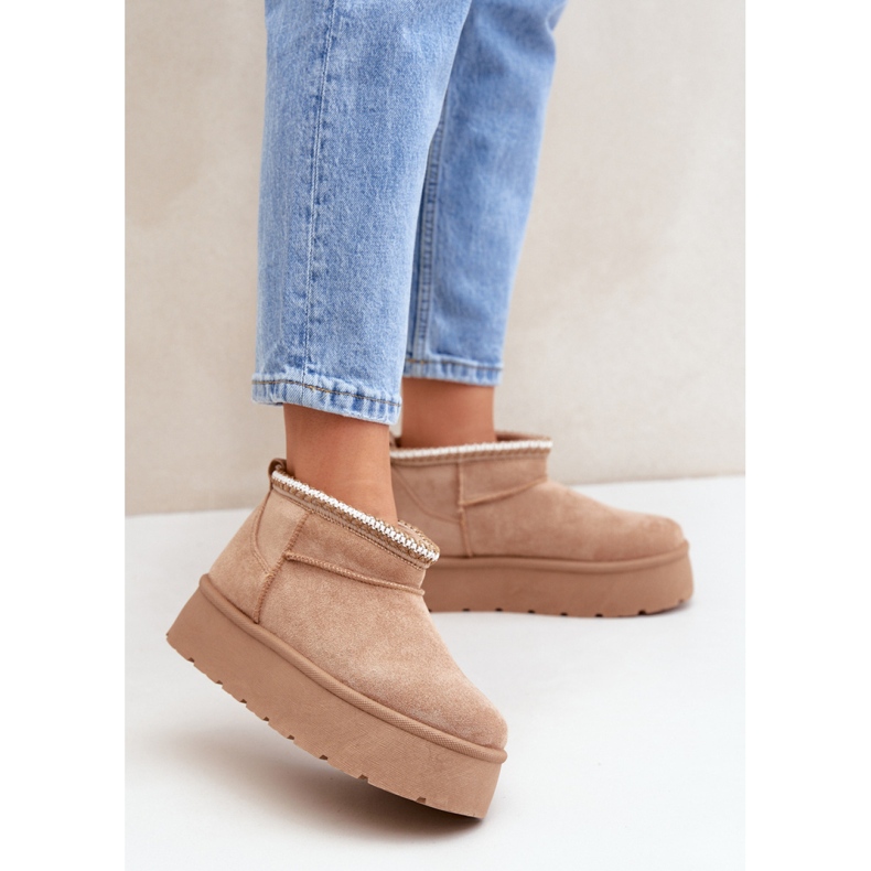 Dámské sněhule na platformě, béžový semiš 1 Dámské sněhule na platformě, béžový semiš 1