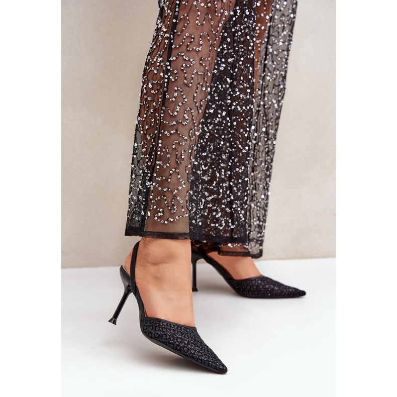 Step in style Model Berilae B1639-202 Black Glitter vysoké podpatky - Krok ve velkém stylu černý 1