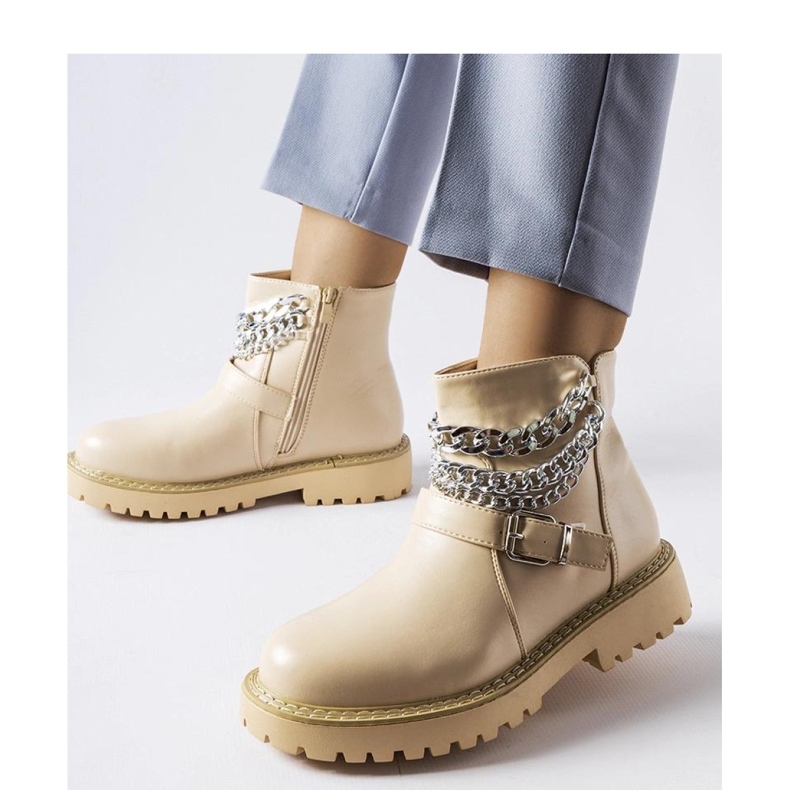 Béžové kotníkové boty s ozdobnými řetízky Mezzavia - Solea béžový 1