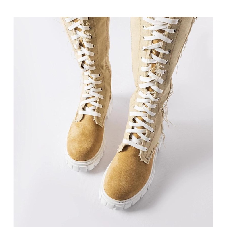 Boty Palmer zateplené béžovou látkou - Solea béžový 1