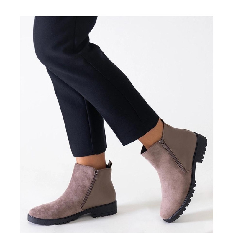 Hnědé kozačky na platformě z eko semiše Kirla - Solea hnědý 1