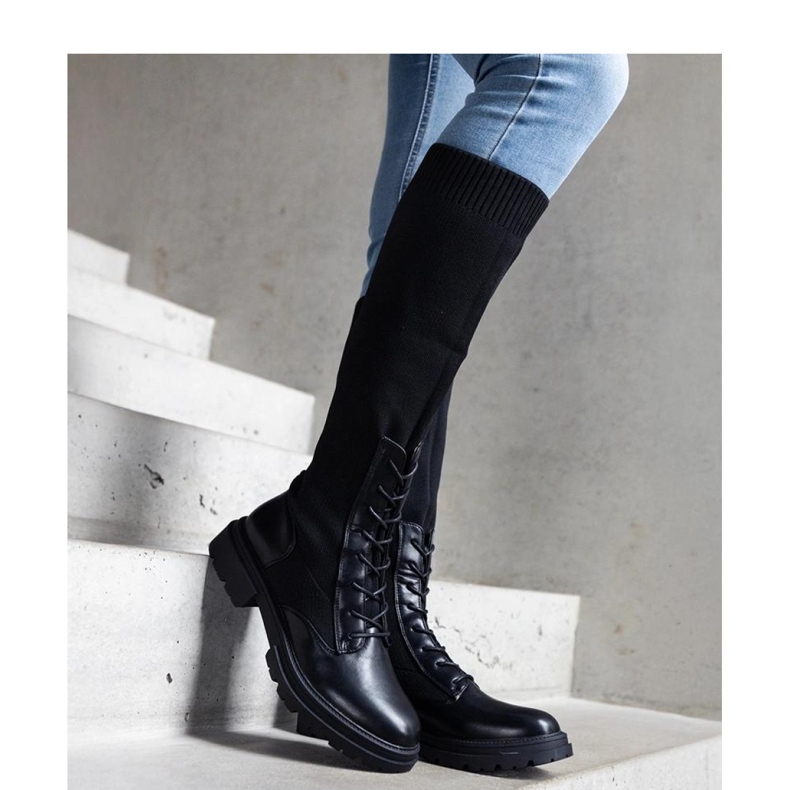 Černé nazouváky s elastickým svrškem Luana - Solea černý 2