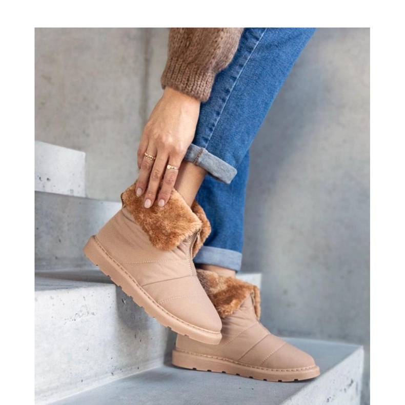 Béžové zateplené sněhule s límečkem Edidda - Solea béžový 1 Béžové zateplené sněhule s límečkem Edidda - Solea béžový 1