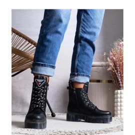 Černé kozačky, přírodní kůže černý 2