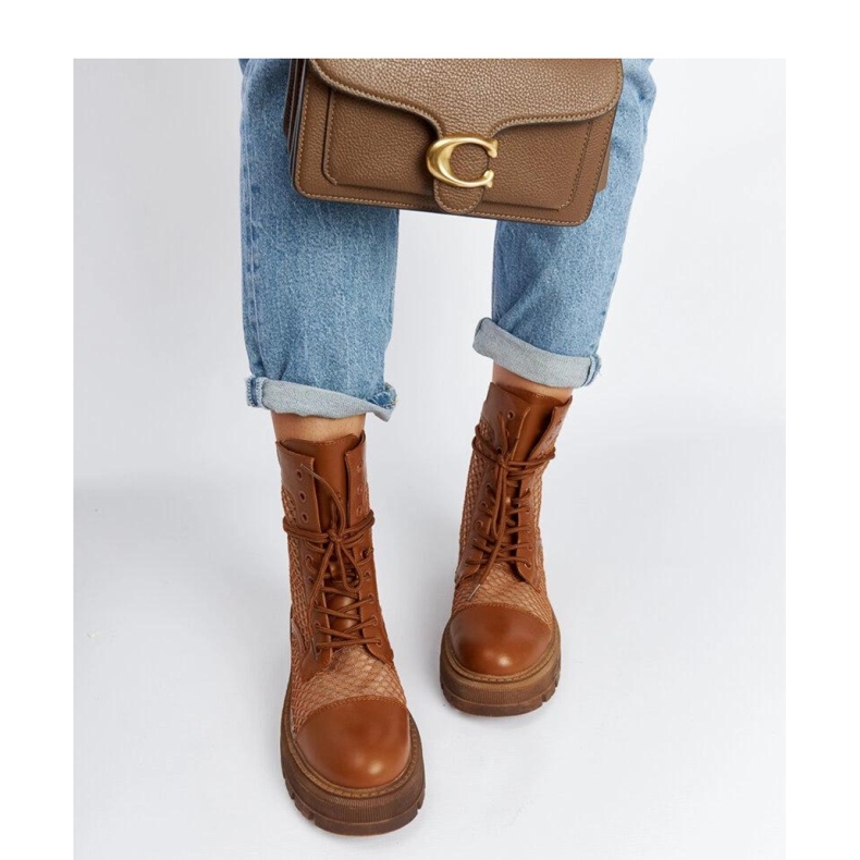 Hnědé průhledné kozačky hnědý 1