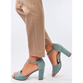 Seastar Modré sandály na vysokém podpatku se zlatým zdobením modrý 2