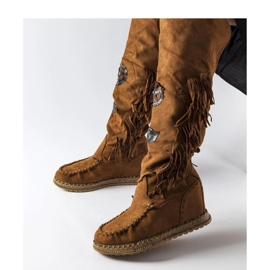 Hnědé kozačky na klínku Cascia - Solea hnědý 1 Hnědé kozačky na klínku Cascia - Solea hnědý 1