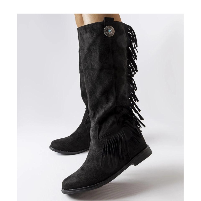 Black Lecore - boty na klínku potažené Solea černý 1