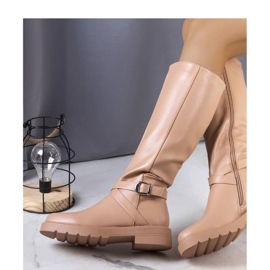 Béžové zateplené kozačky Olmin - Solea béžový 1 Béžové zateplené kozačky Olmin - Solea béžový 1