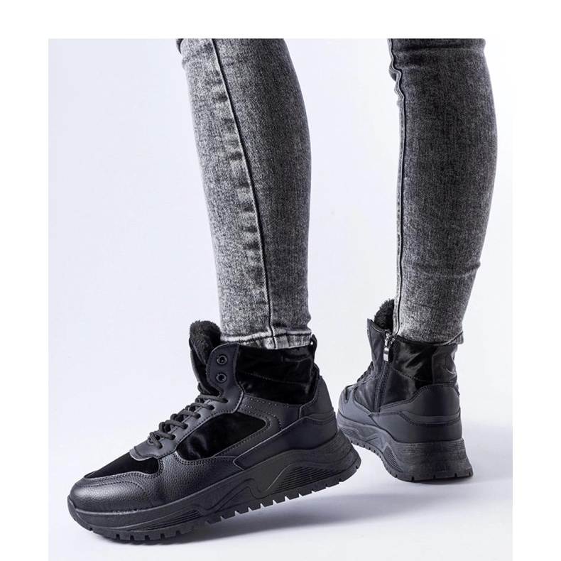 Černé zateplené vysoké tenisky Malles - Solea černá 1