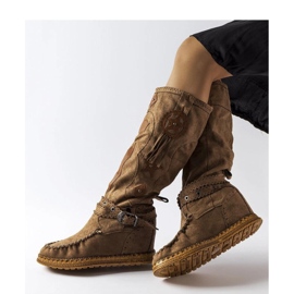 Tmavě hnědé kozačky v boho stylu Putignano - Solea hnědý 1