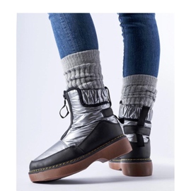 Šedé zateplené sněhule se zipem černý 1