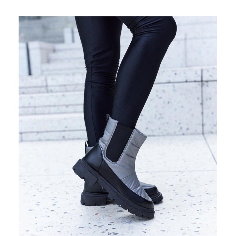 Šedé zateplené sněhule šedá 1