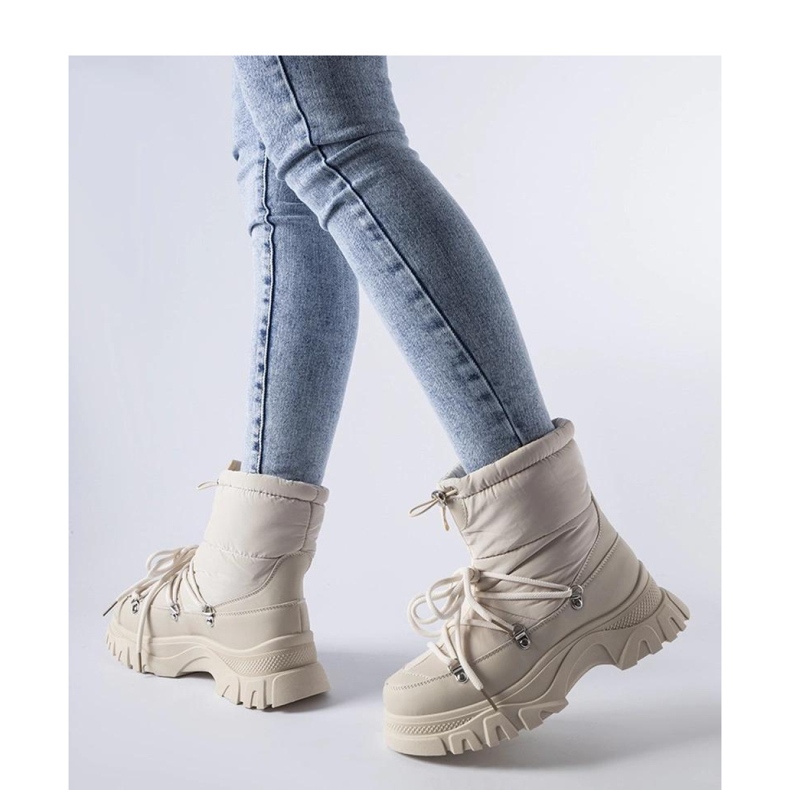 Béžové zateplené sněhule béžový 1 Béžové zateplené sněhule béžový 1