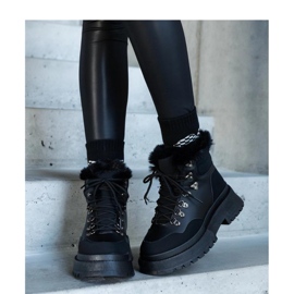 Masivní boty na platformě s kožíškem černý 1