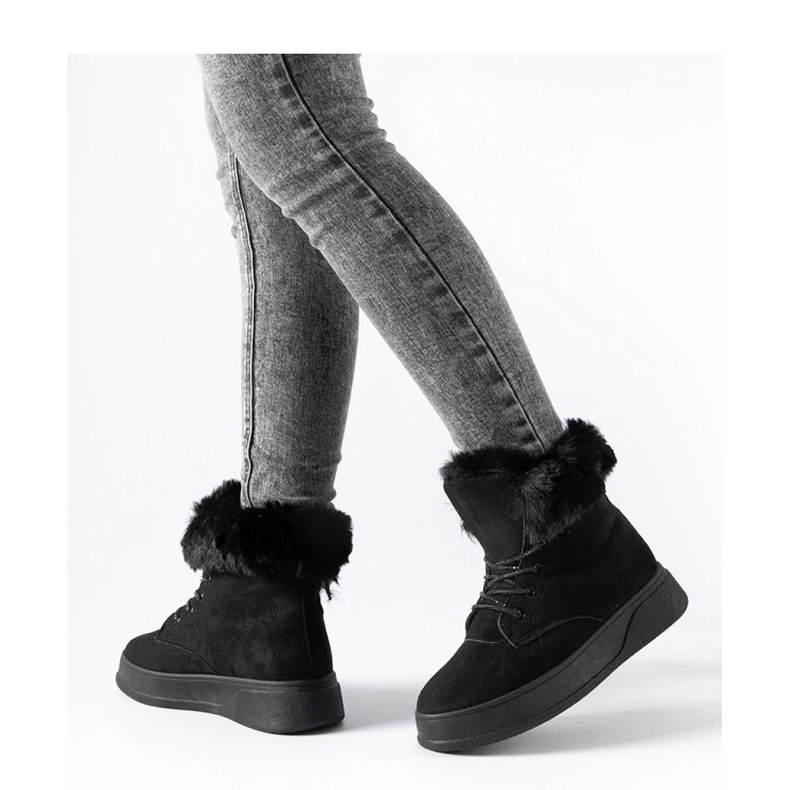 Černé sněhule na platformě černá 1