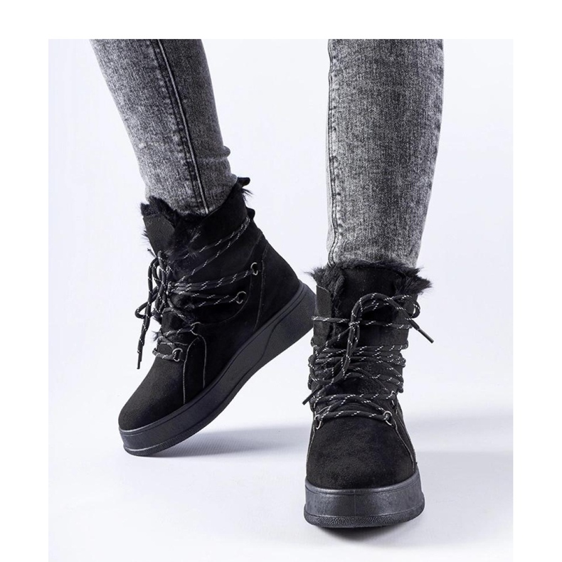 Černé sněhule na platformě černý 1