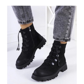 Černé eko semišové kozačky černý 1