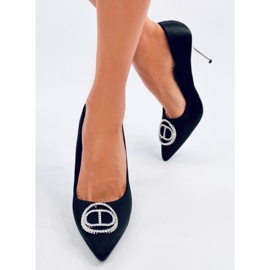 Černé vysoké podpatky s křišťálovým zdobením černá 2